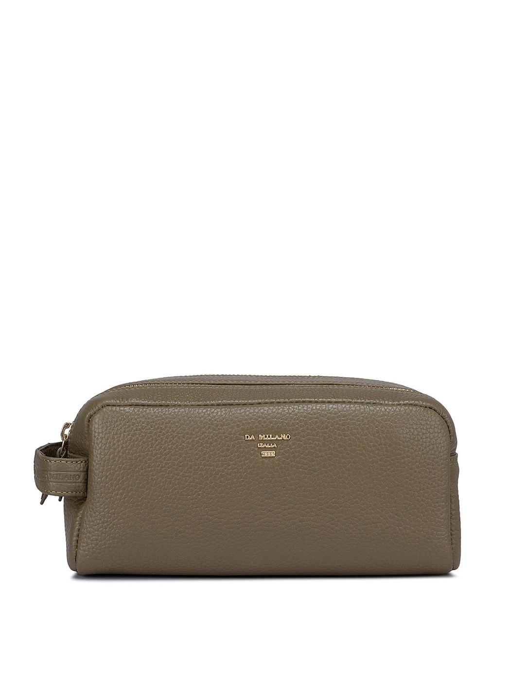 

Da Milano Men Textured Leather Pouch, Olive
