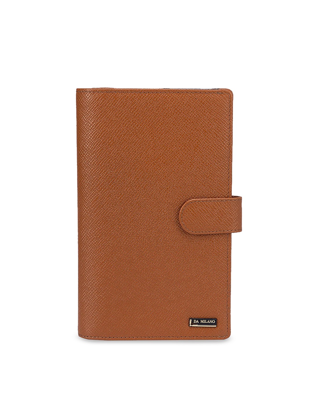 

Da Milano Men Textured Leather Passport Cover, Brown
