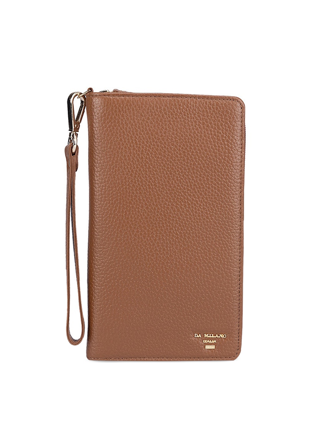 

Da Milano Men Textured Leather Passport Cover, Brown