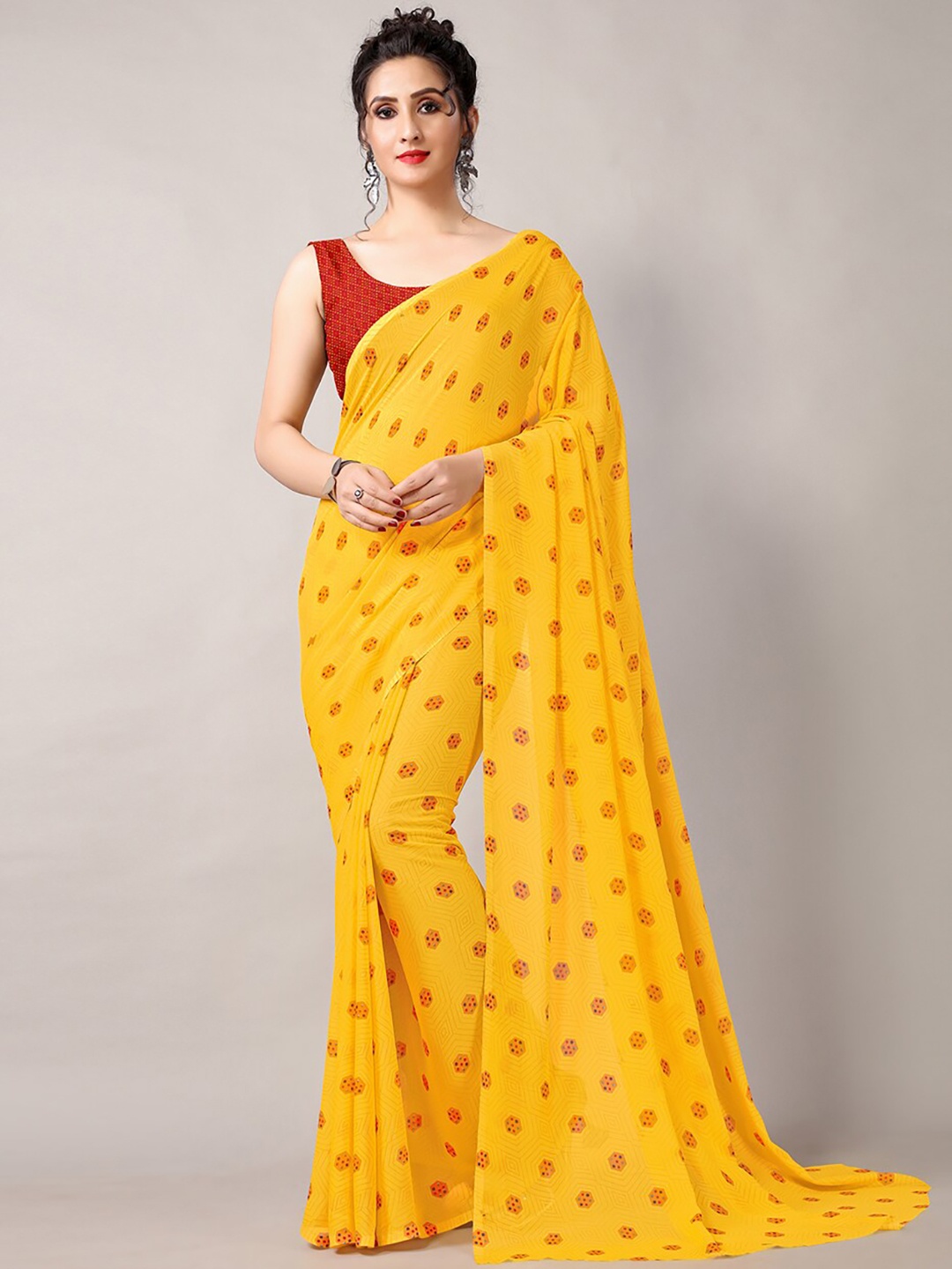 

HRITIKA Printed Saree, Yellow