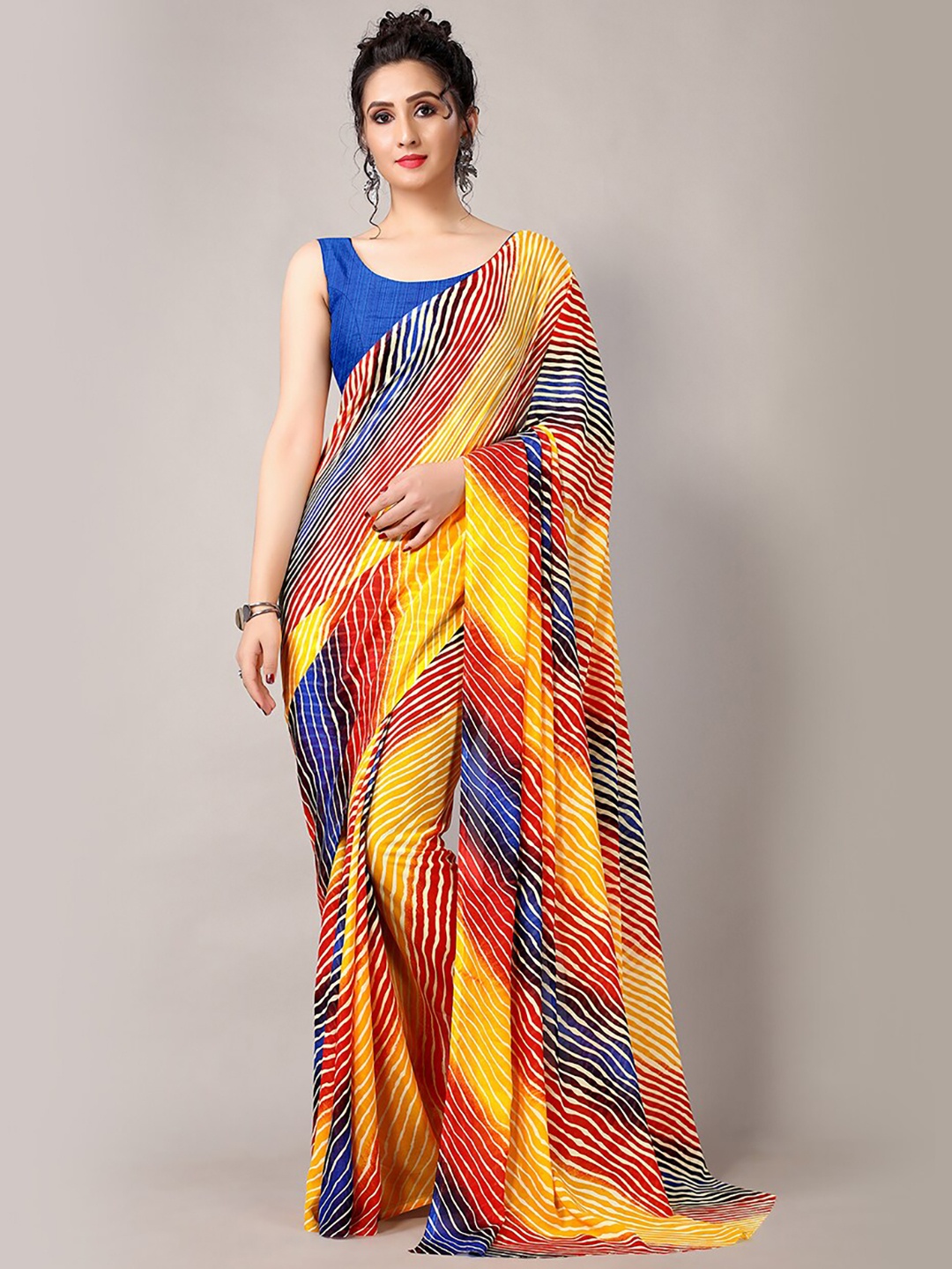 

HRITIKA Leheriya Pure Georgette Saree, Blue
