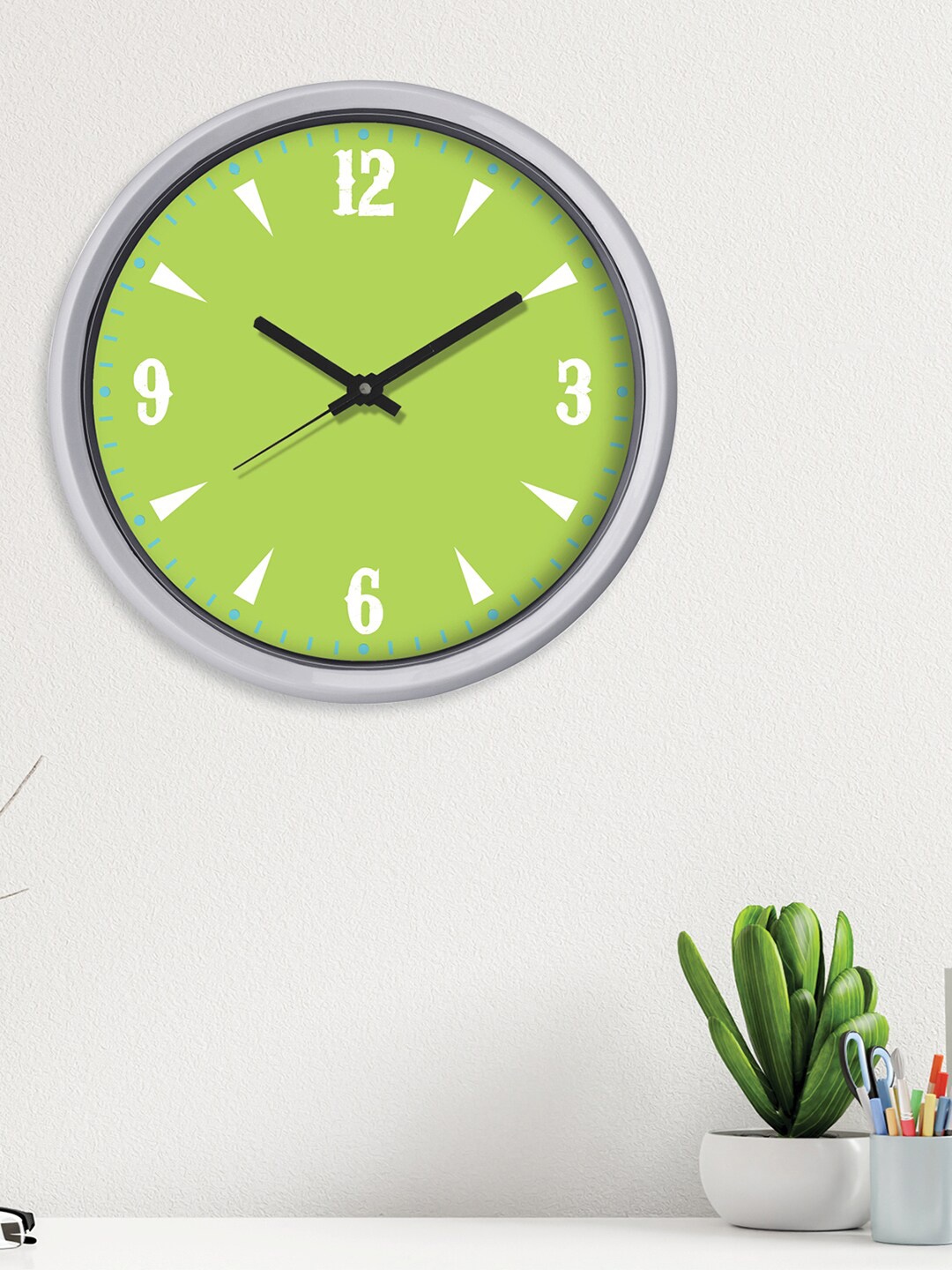 

RANDOM Green & White Printed Contemporary Wall Clock