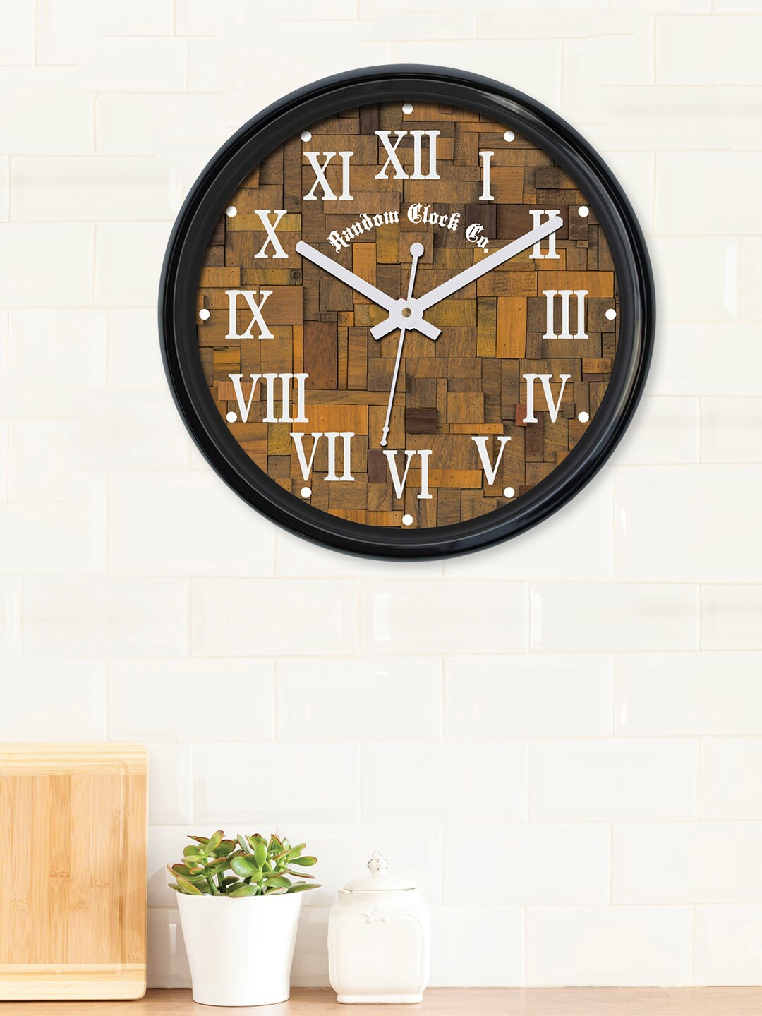 

RANDOM Black & Brown Printed Contemporary Wall Clock