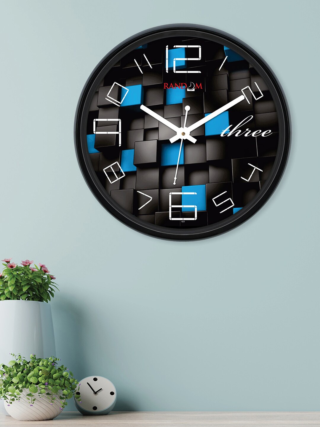 

RANDOM Diamond Black & Blue Printed Contemporary Wall Clock