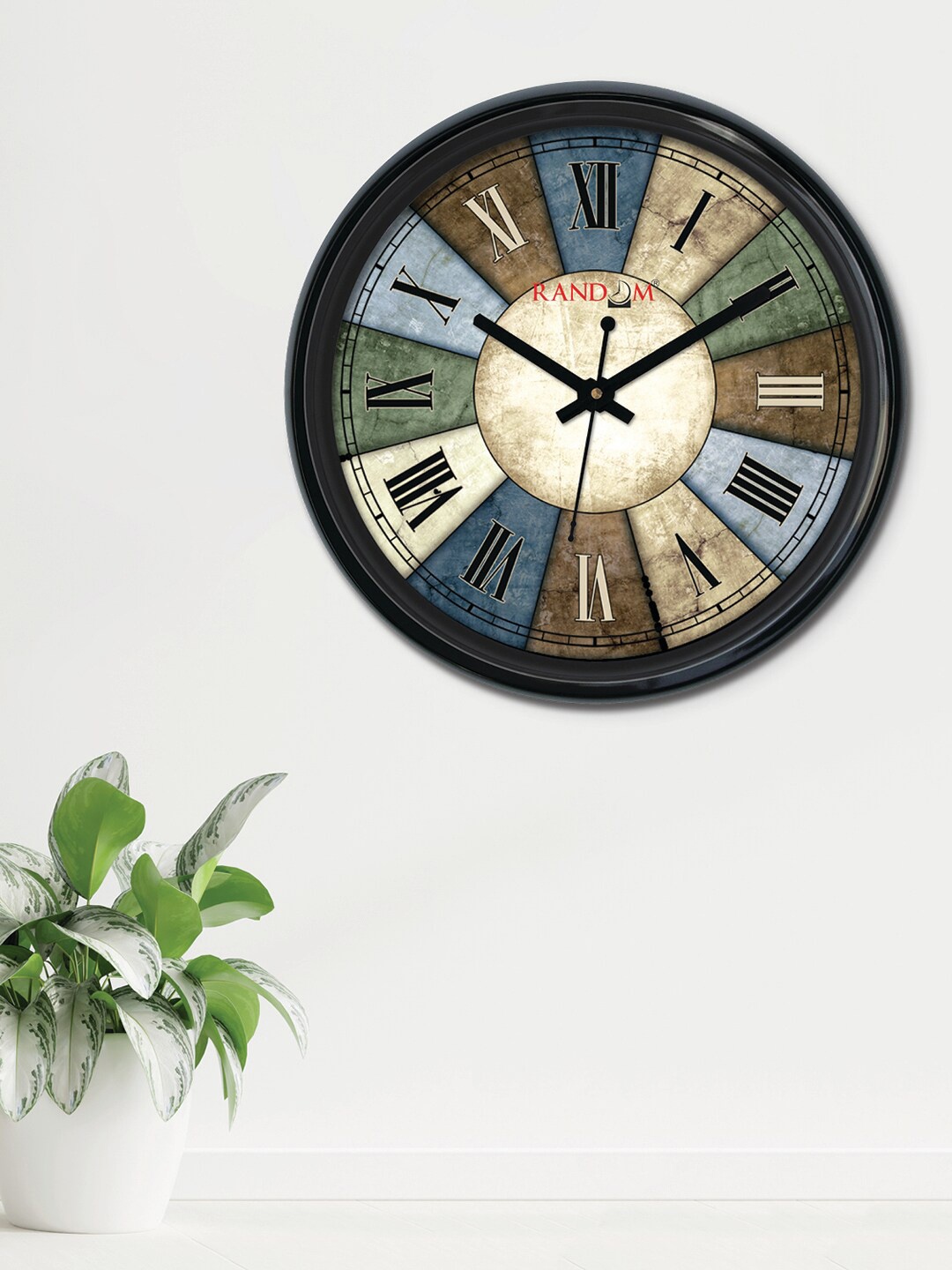 

RANDOM Black & Green Printed Contemporary Wall Clock