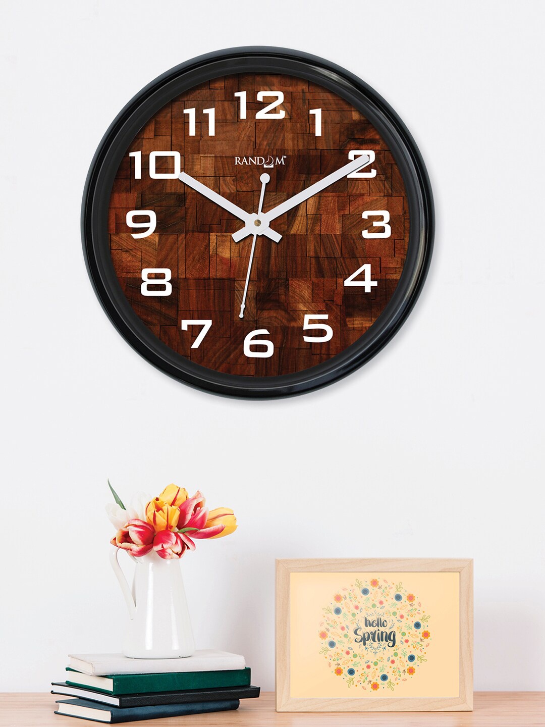 

RANDOM Black & Brown Printed Contemporary Wall Clock