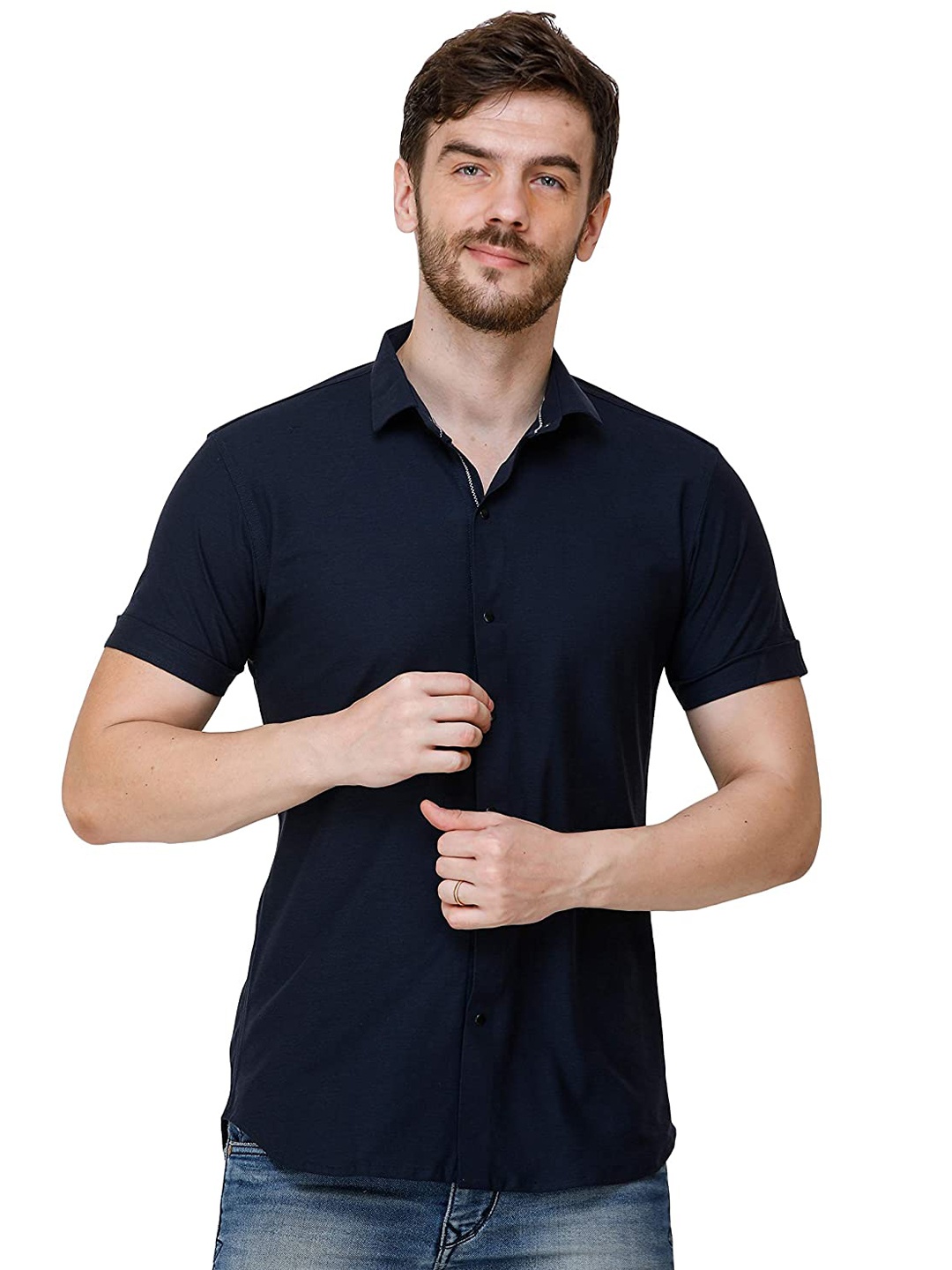 

COLVYNHARRIS JEANS Men Cotton Slim Fit Casual Shirt, Navy blue