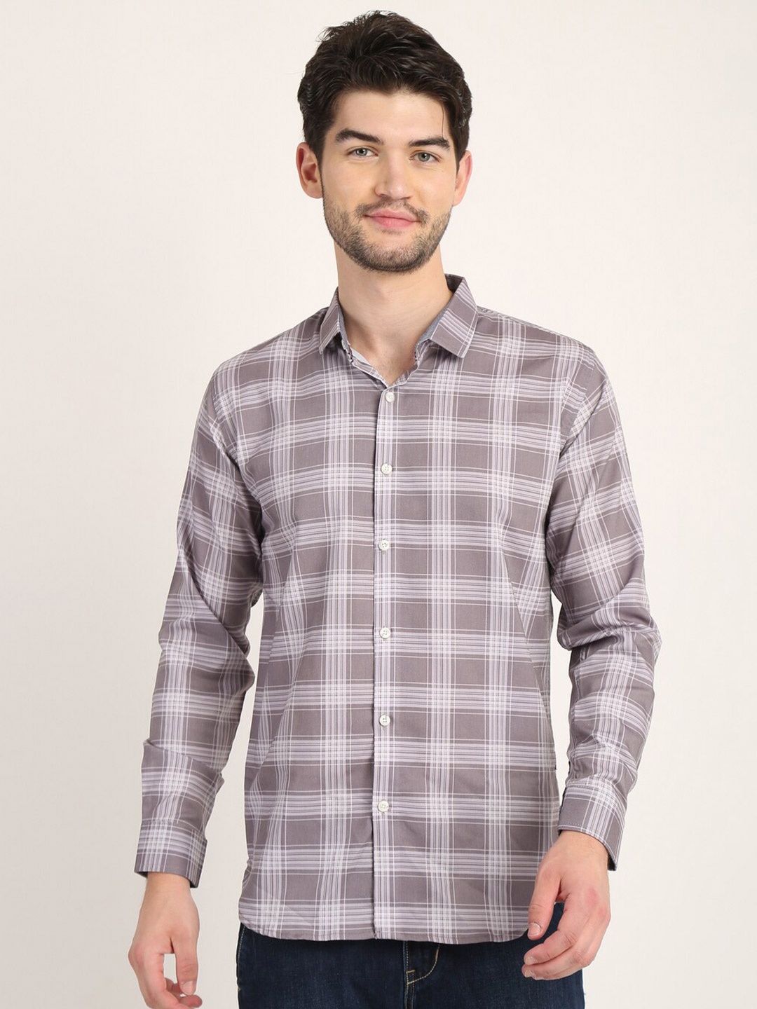 

COLVYNHARRIS JEANS Men Slim Fit Checked Casual Shirt, Grey