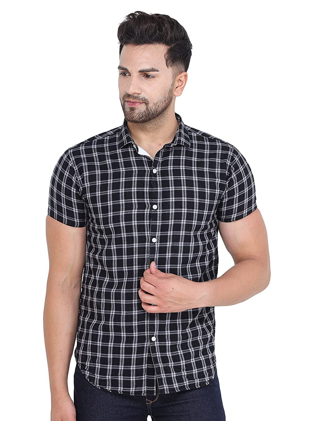 

COLVYNHARRIS JEANS Men Slim Fit Checked Casual Shirt, Black
