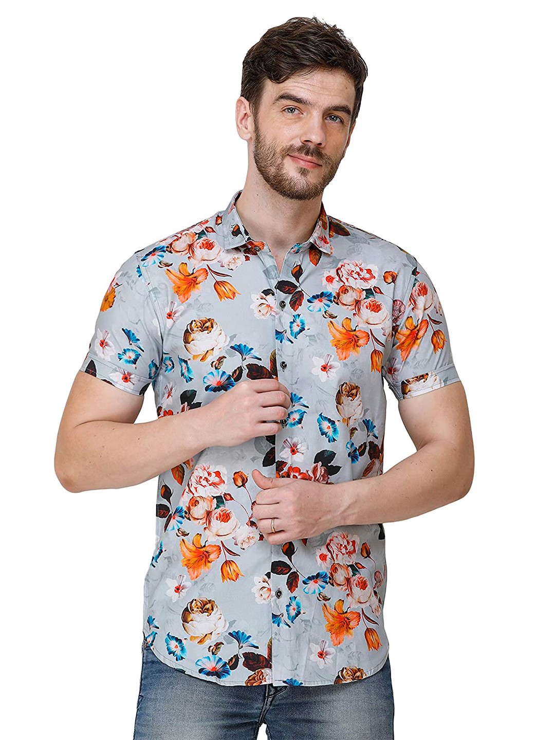 

COLVYNHARRIS JEANS Men Slim Fit Floral Printed Casual Shirt, Blue