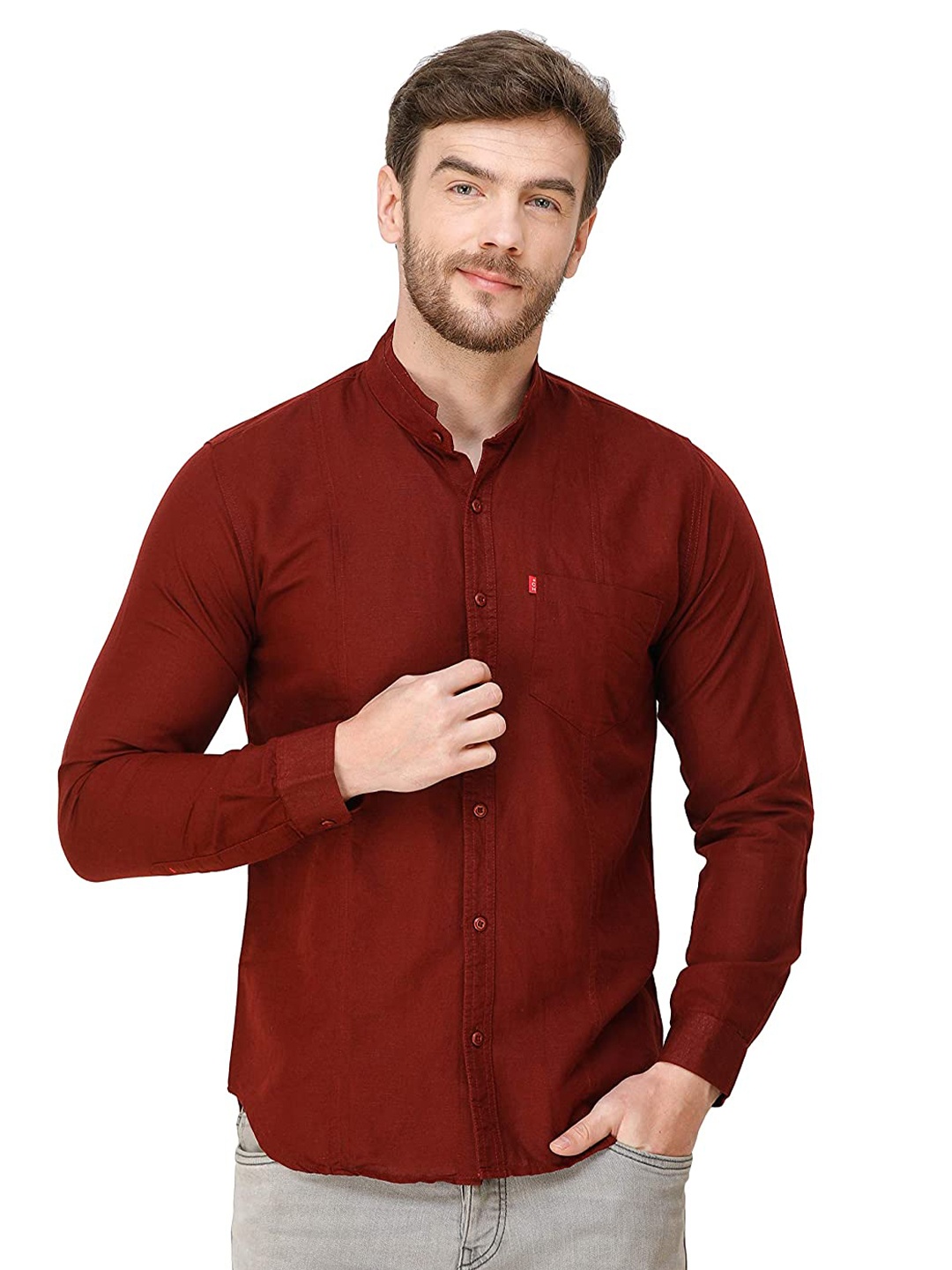 

COLVYNHARRIS JEANS Men Slim Fit Cotton Casual Shirt, Maroon