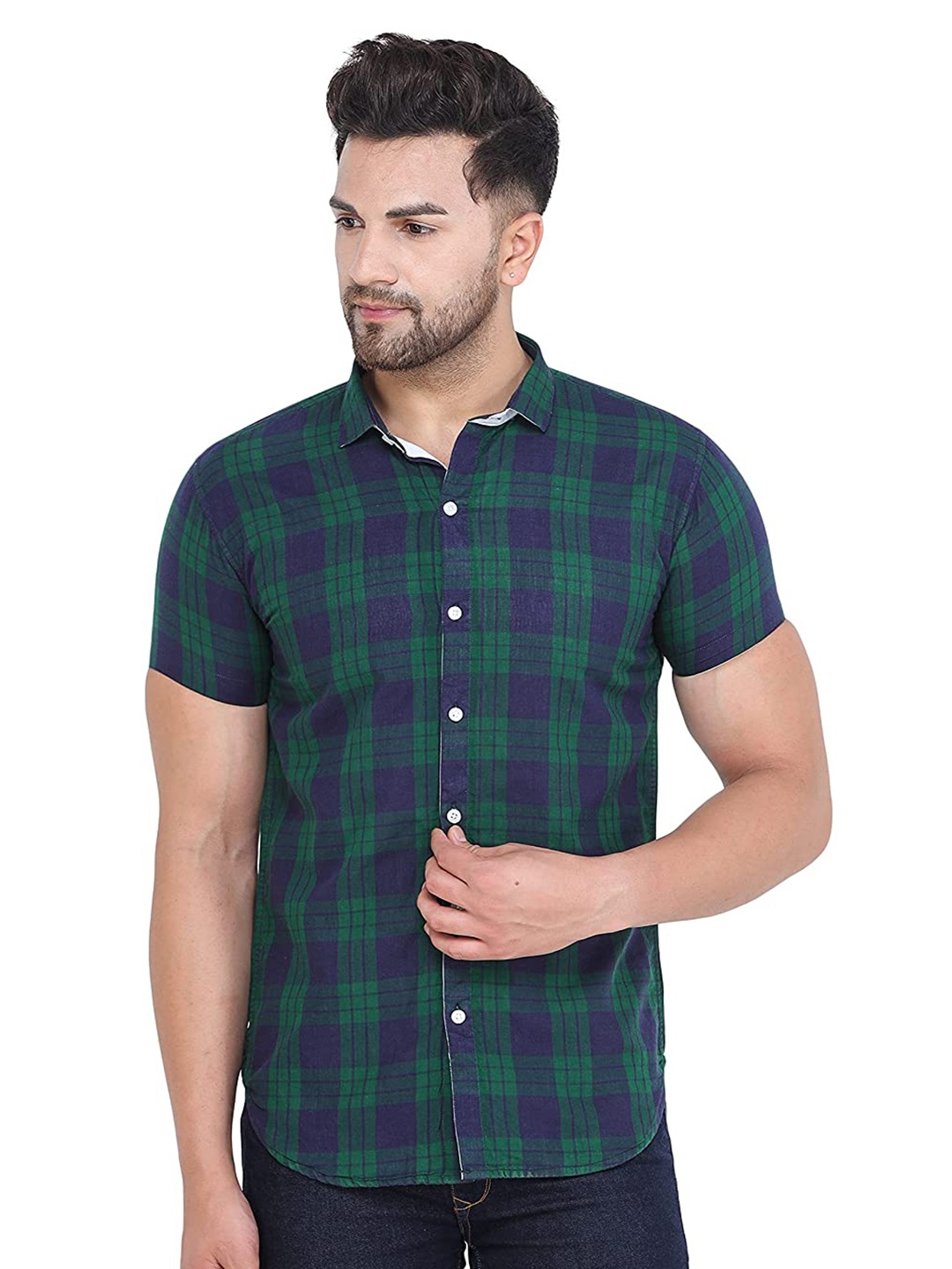 

COLVYNHARRIS JEANS Men Slim Fit Checked Casual Shirt, Green