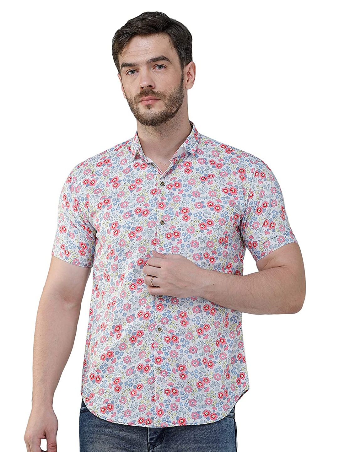

COLVYNHARRIS JEANS Men Slim Fit Floral Printed Casual Shirt, White
