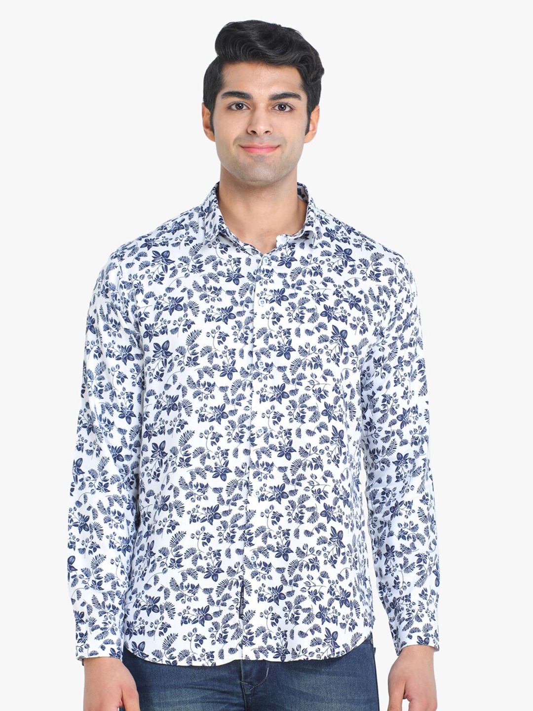 

COLVYNHARRIS JEANS Men Cotton Slim Fit Printed Casual Shirt, White