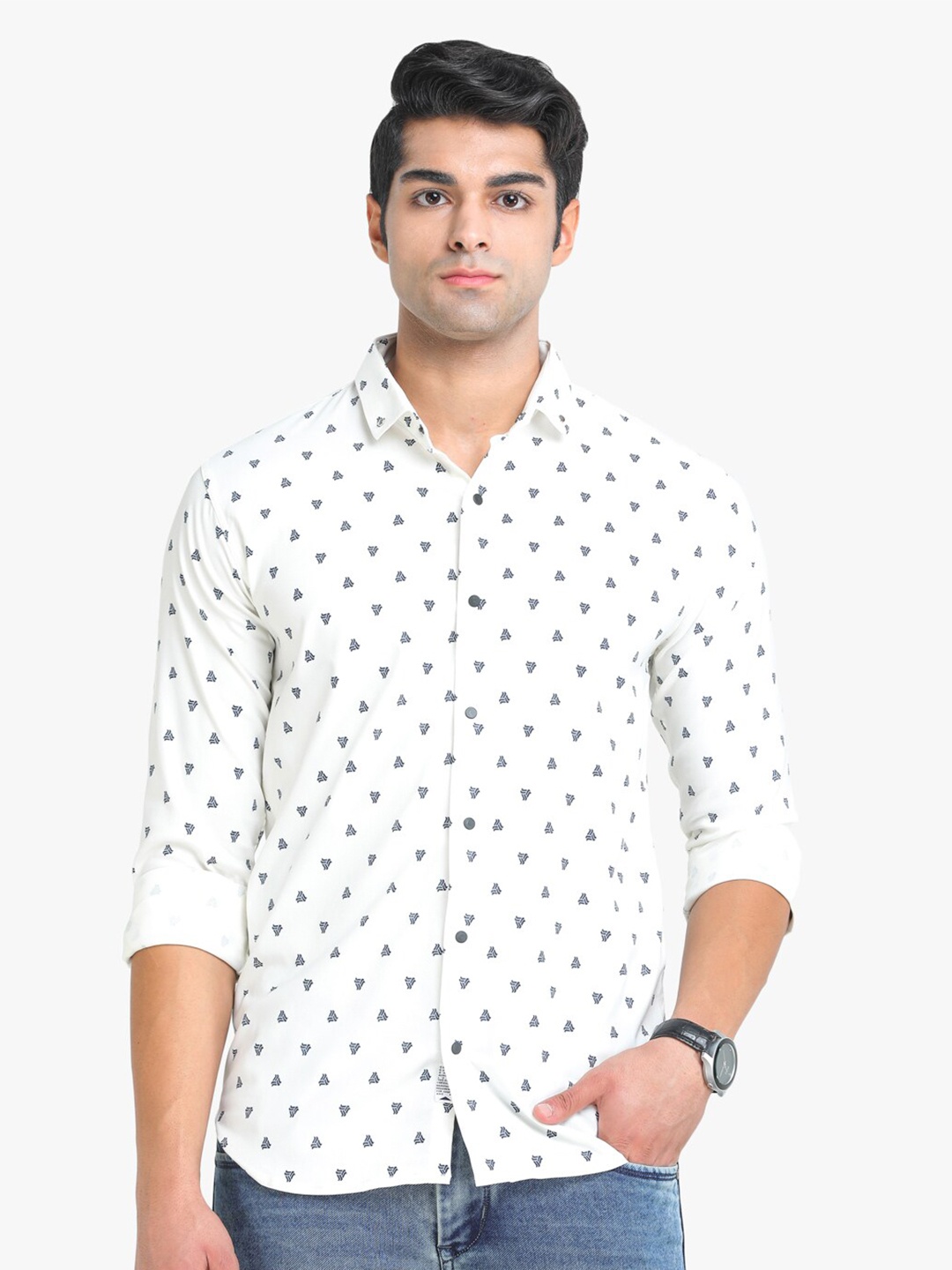 

COLVYNHARRIS JEANS Men Slim Fit Printed Casual Shirt, White