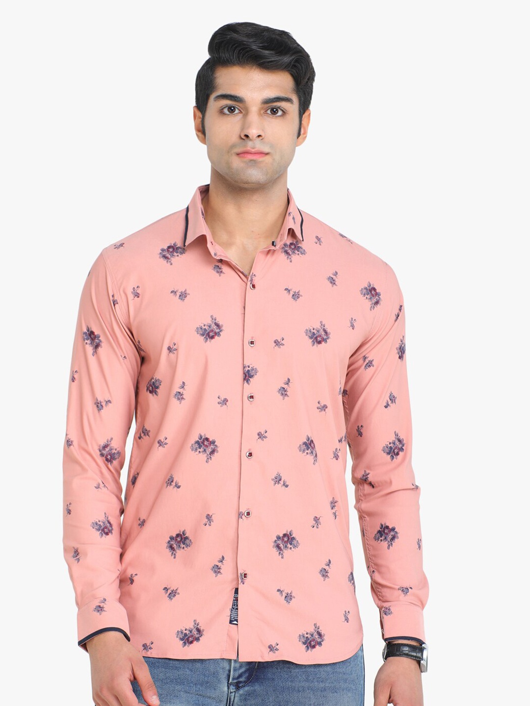 

COLVYNHARRIS JEANS Men Slim Fit Floral Printed Casual Shirt, Pink