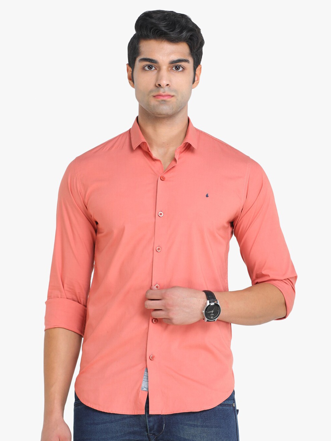 

COLVYNHARRIS JEANS Men Solid Slim Fit Casual Shirt, Peach