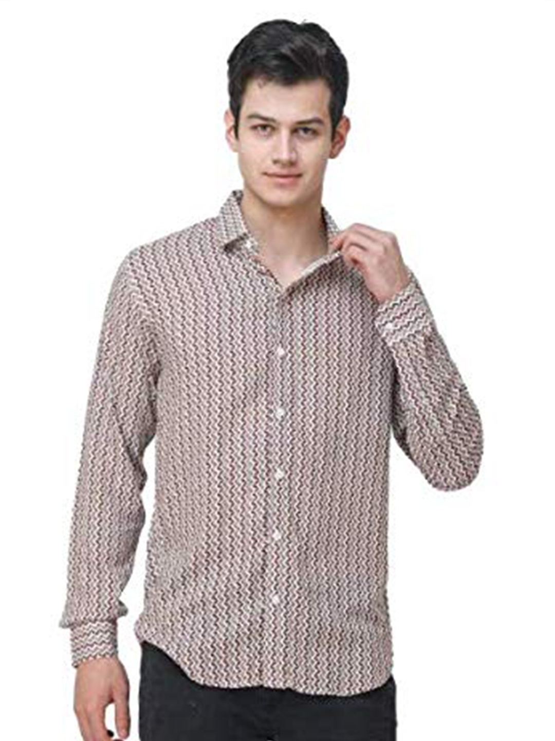 

COLVYNHARRIS JEANS Men Slim Fit Printed Casual Shirt, Cream