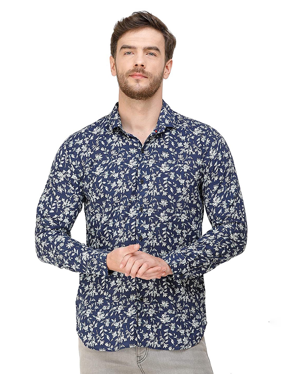 

COLVYNHARRIS JEANS Men Slim Fit Floral Printed Casual Shirt, Blue