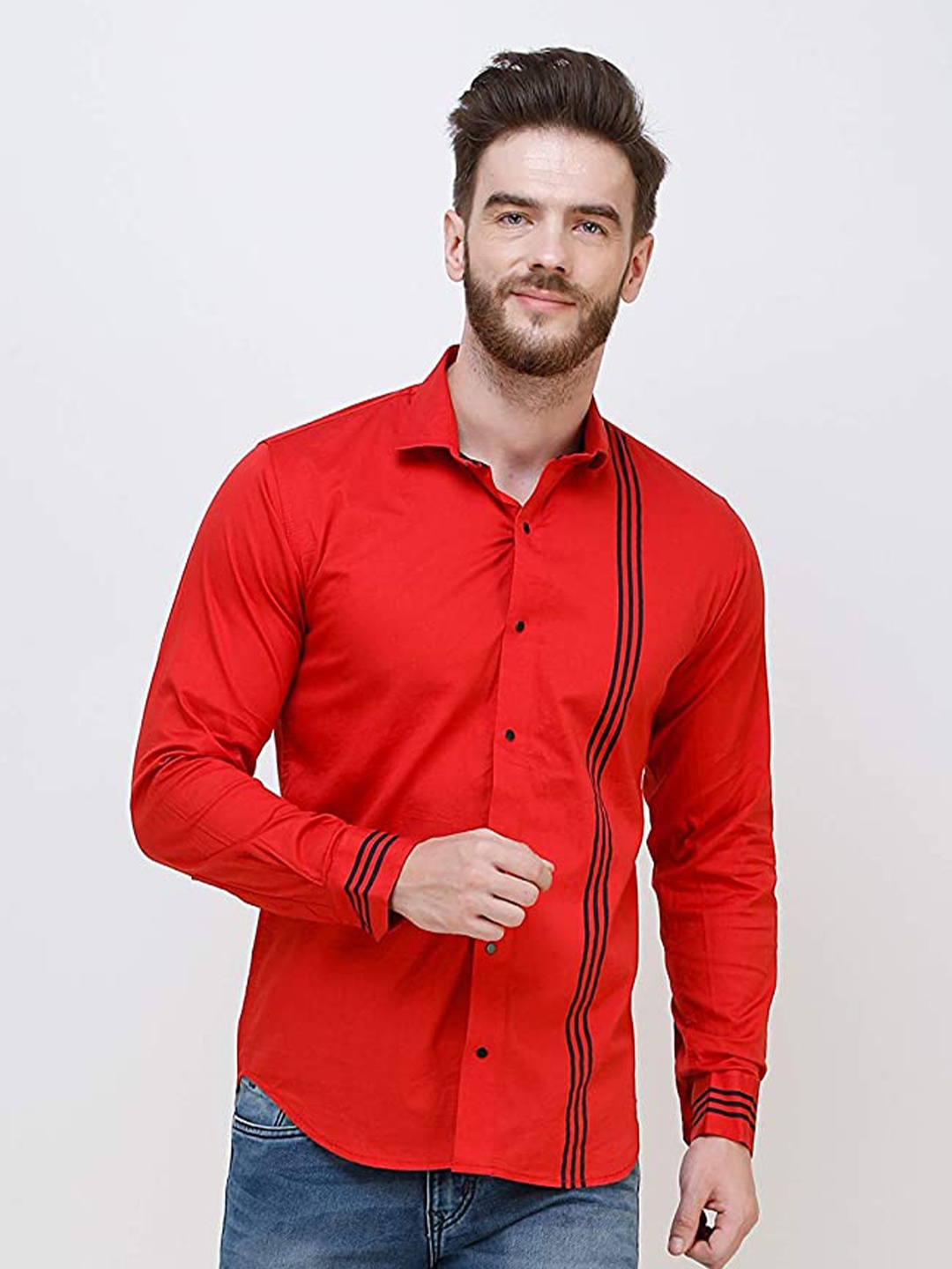 

COLVYNHARRIS JEANS Men Slim Fit Cotton Casual Shirt, Red