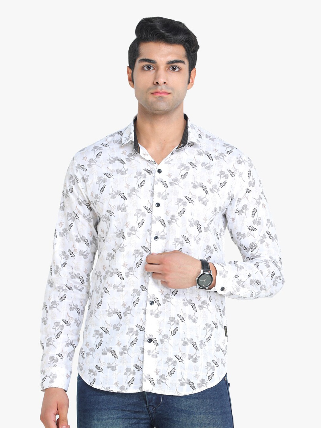 

COLVYNHARRIS JEANS Men Slim Fit Printed Casual Shirt, White