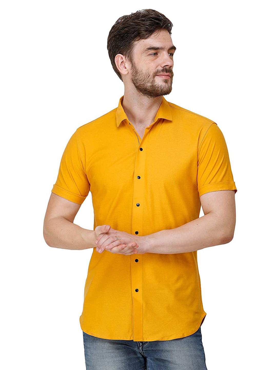 

COLVYNHARRIS JEANS Men Slim Fit Cotton Casual Shirt, Yellow