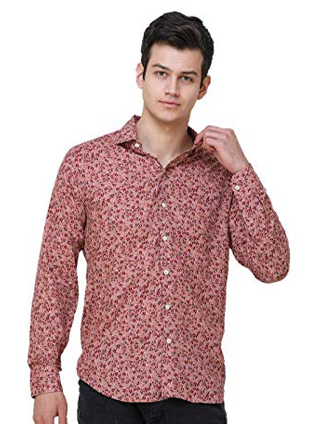 

COLVYNHARRIS JEANS Men Cotton Slim Fit Floral Printed Casual Shirt, Pink