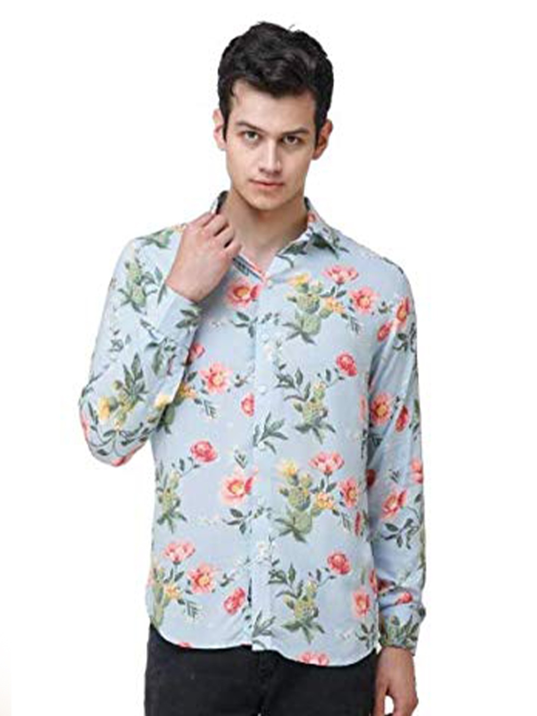 

COLVYNHARRIS JEANS Men Cotton Slim Fit Floral Printed Casual Shirt, Blue
