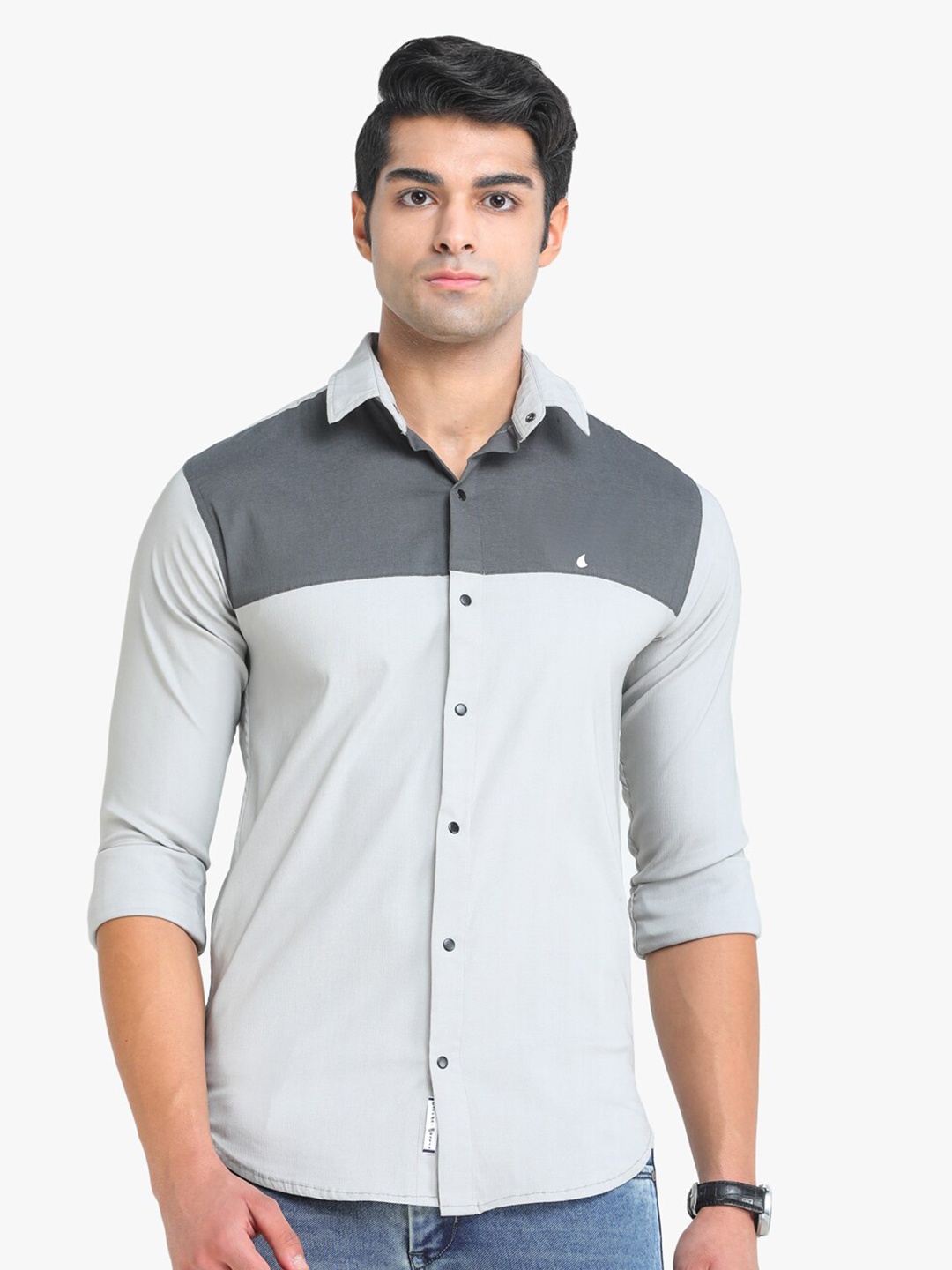 

COLVYNHARRIS JEANS Men Slim Fit Colourblocked Casual Shirt, Grey