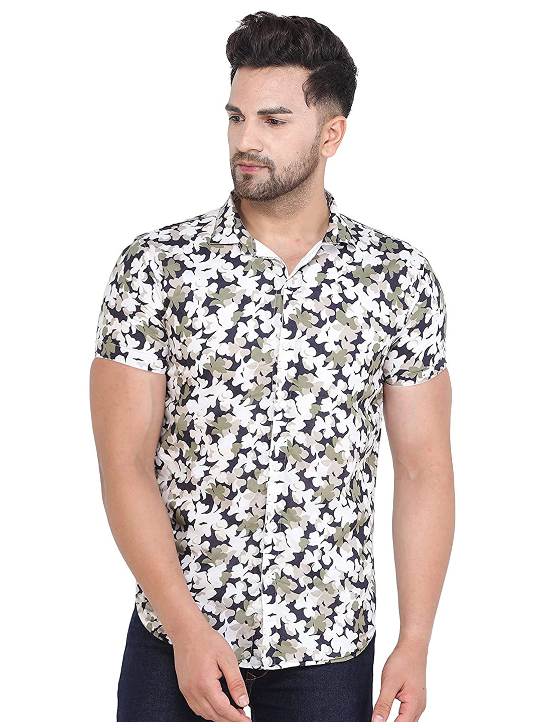

COLVYNHARRIS JEANS Men Slim Fit Floral Printed Casual Shirt, White