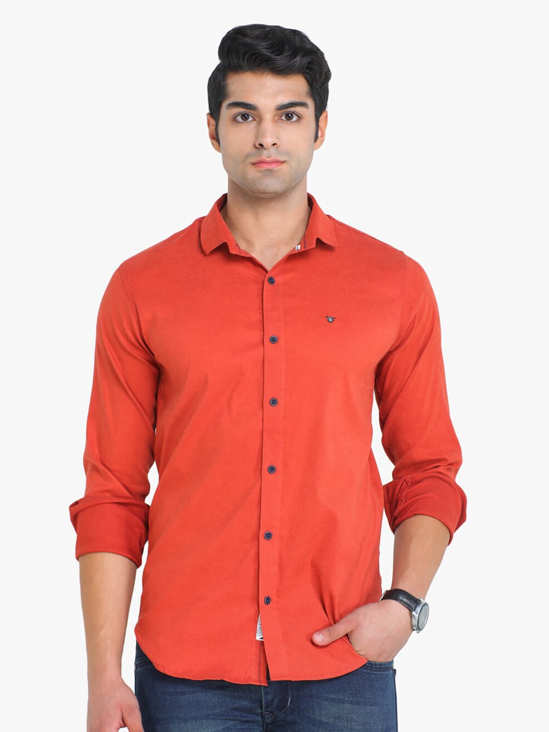

COLVYNHARRIS JEANS Men Slim Fit Casual Shirt, Orange