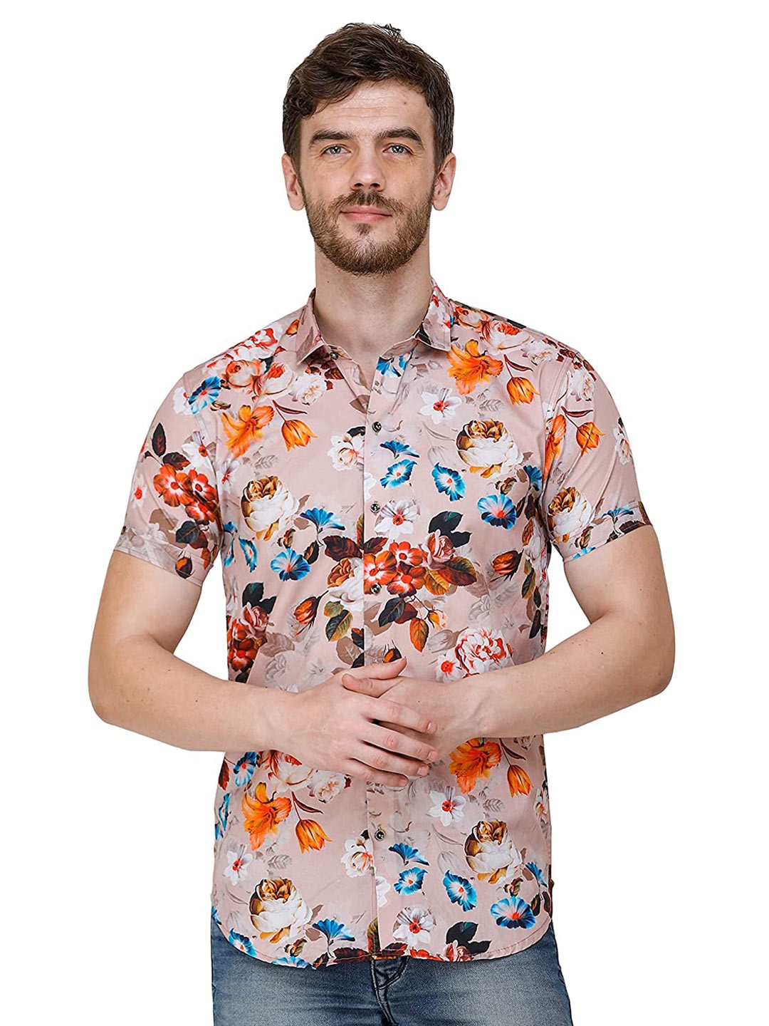 

COLVYNHARRIS JEANS Men Slim Fit Floral Printed Casual Shirt, Pink