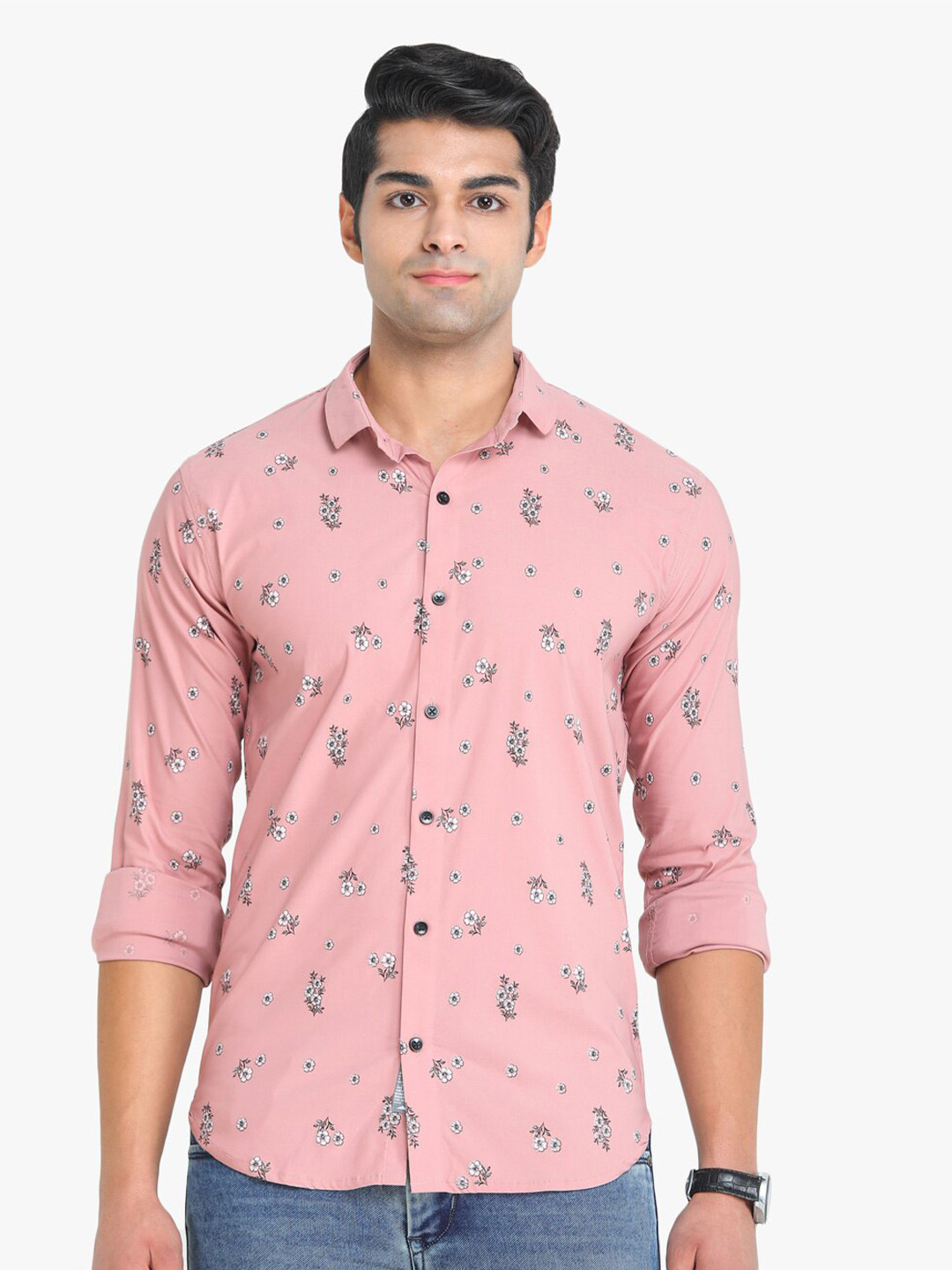 

COLVYNHARRIS JEANS Men Slim Fit Floral Printed Casual Shirt, Pink