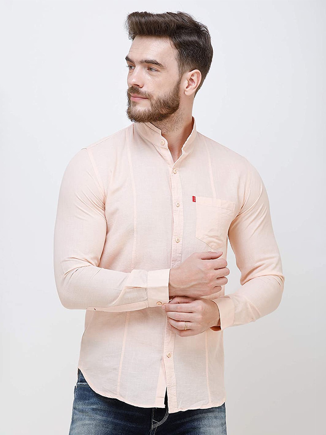 

COLVYNHARRIS JEANS Men Solid Cotton Slim Fit Casual Shirt, Pink