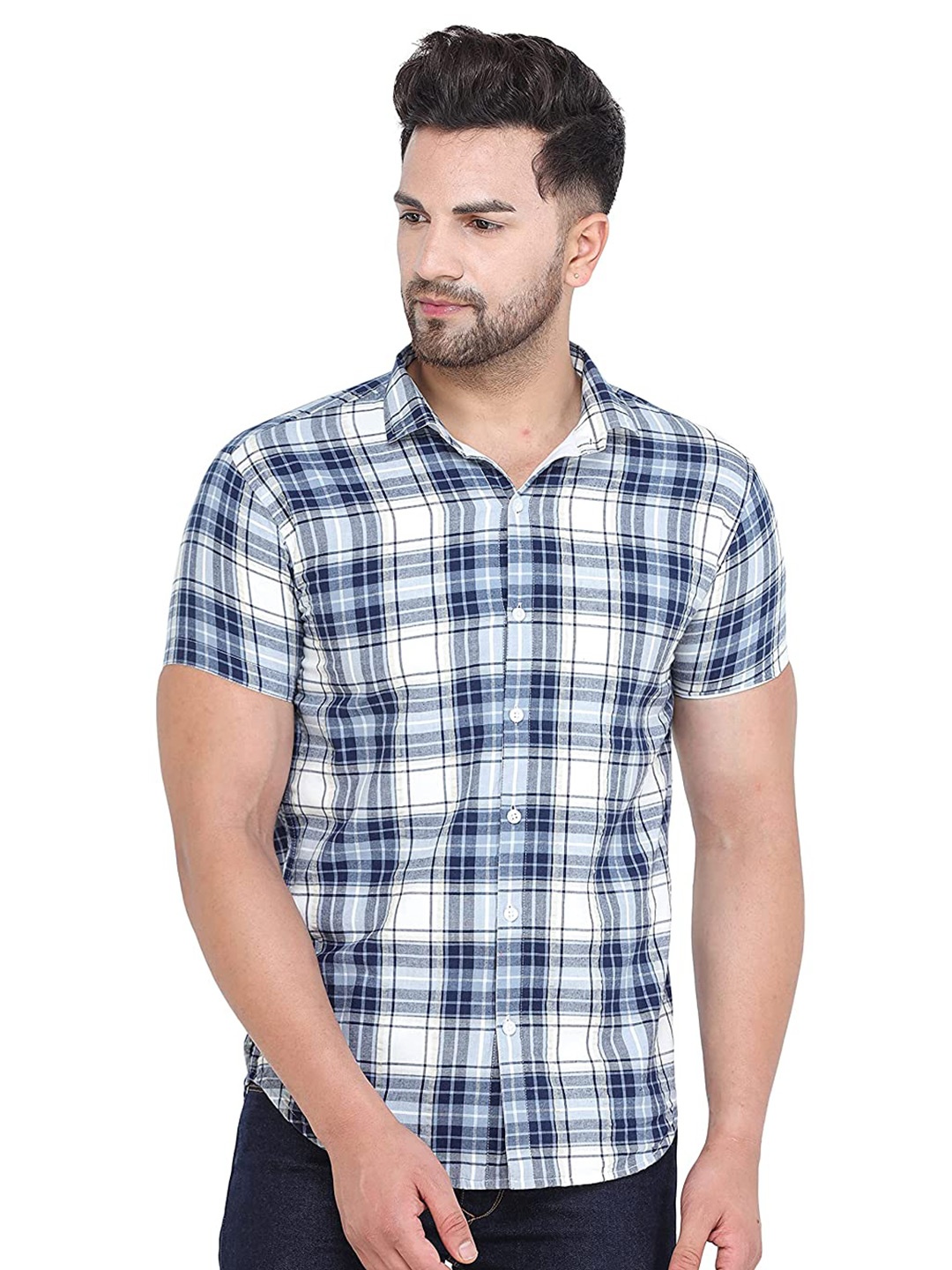 

COLVYNHARRIS JEANS Men Checked Slim Fit Reversible Casual Shirt, White
