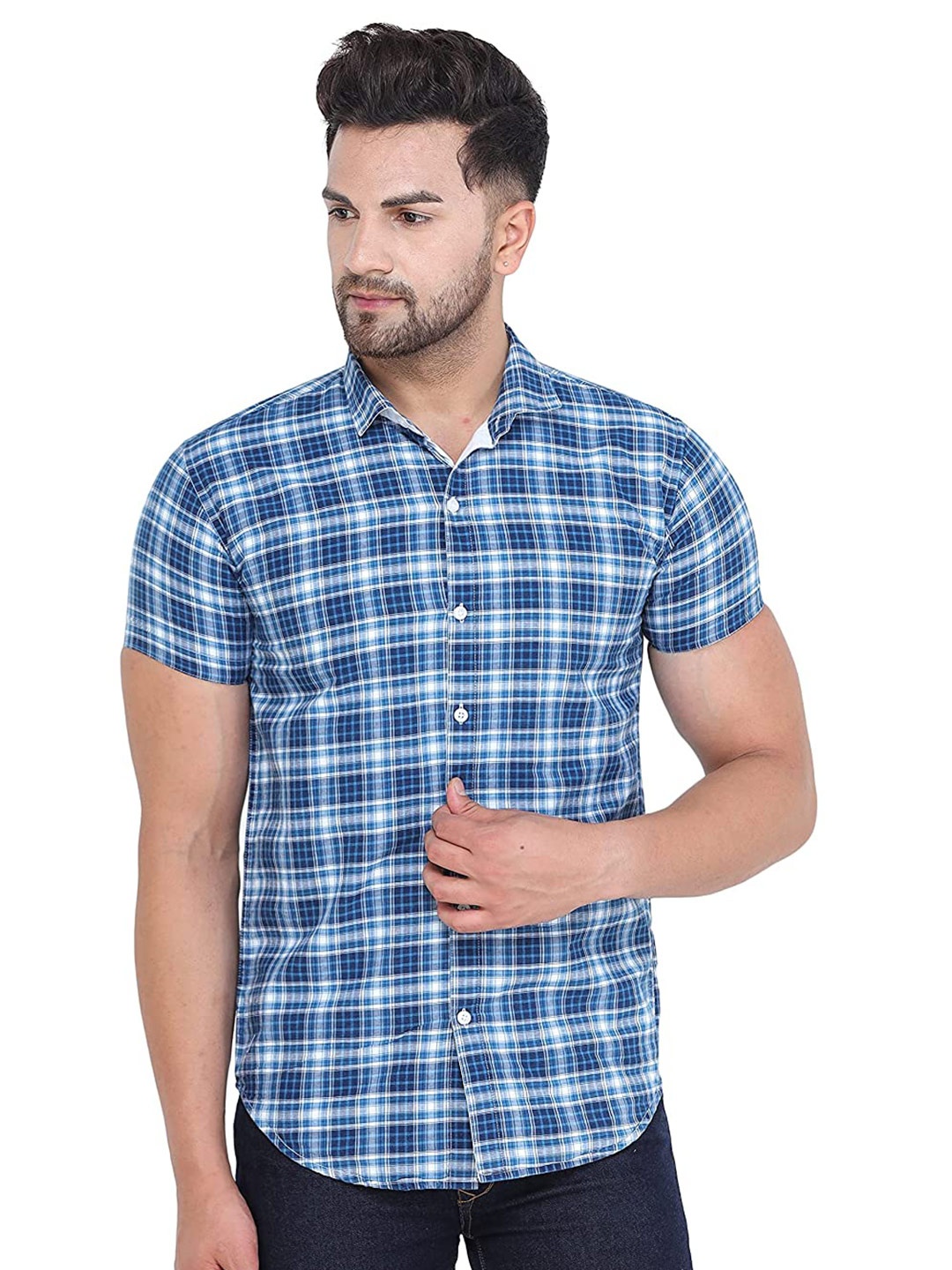 

COLVYNHARRIS JEANS Men Checked Slim Fit Reversible Casual Shirt, Blue