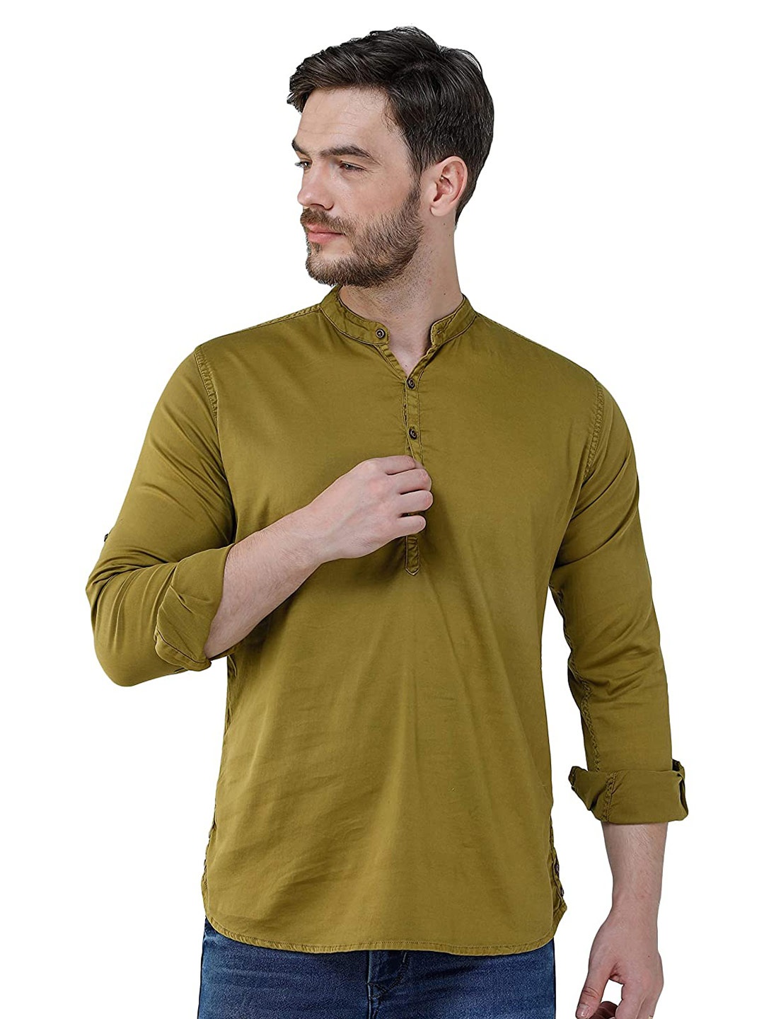 

COLVYNHARRIS JEANS Men Solid Cotton Slim Fit Casual Shirt, Olive