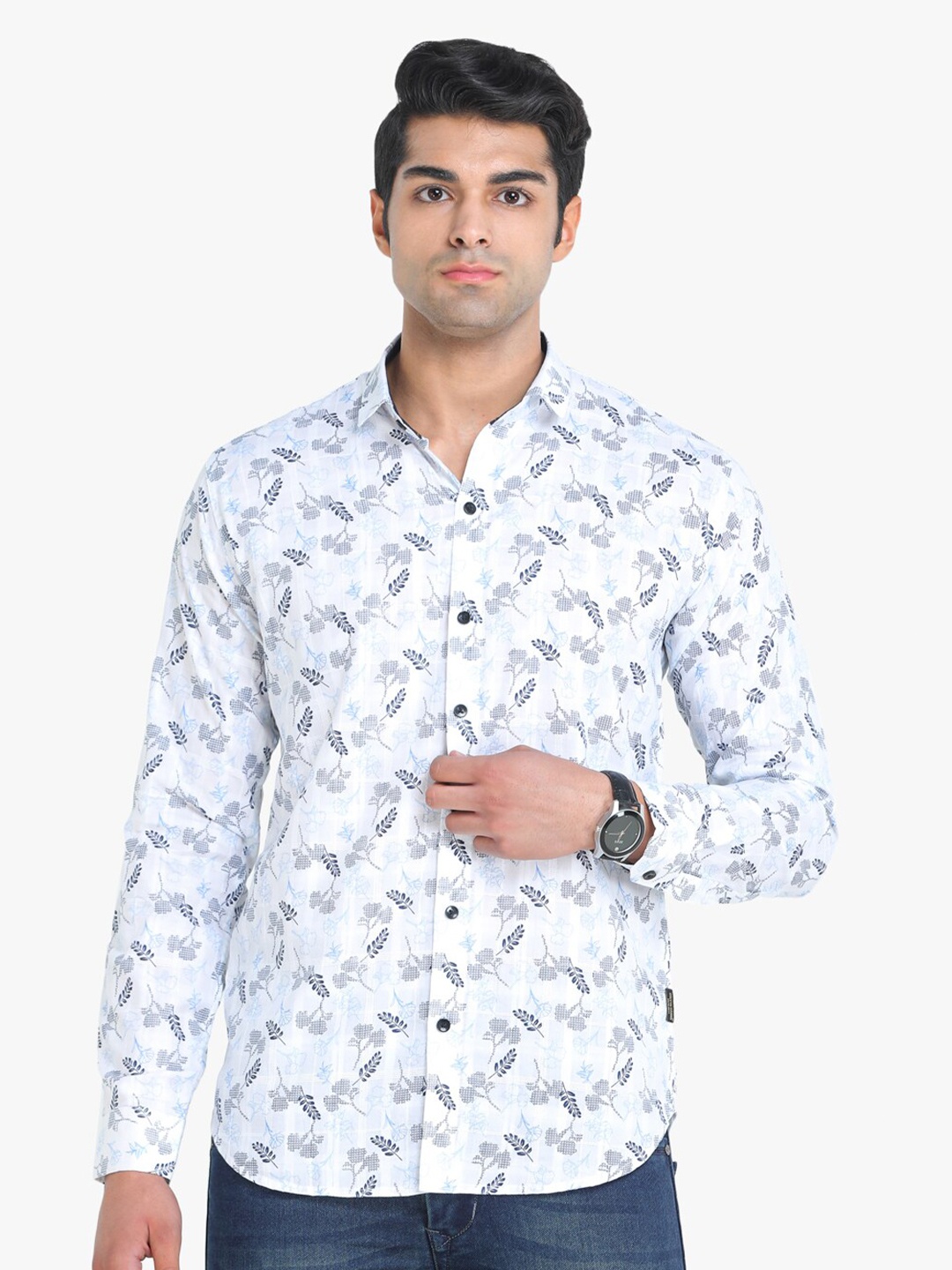 

COLVYNHARRIS JEANS Men Printed Slim Fit Casual Shirt, White