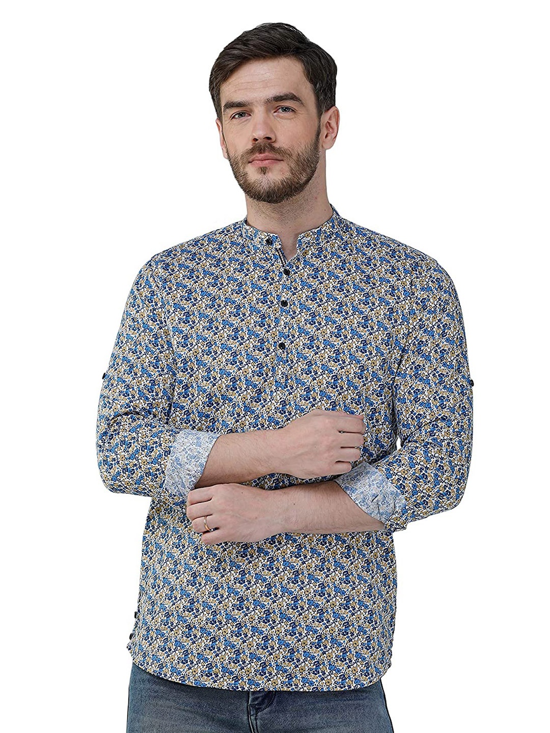 

COLVYNHARRIS JEANS Men Slim Fit Floral Printed Cotton Casual Shirt, Blue