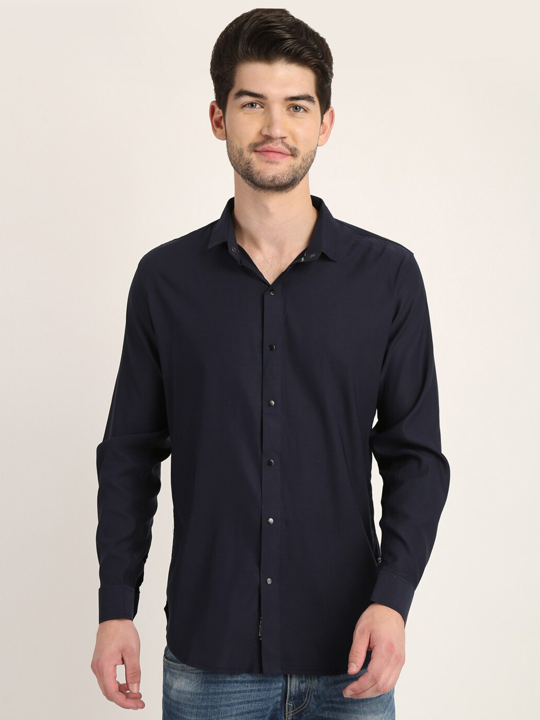 

COLVYNHARRIS JEANS Men Slim Fit Casual Shirt, Navy blue