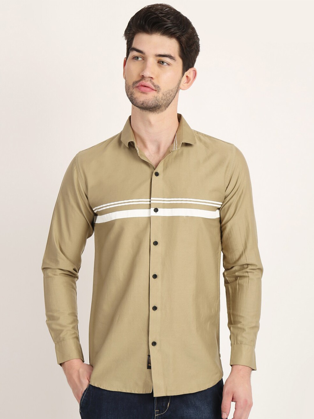 

COLVYNHARRIS JEANS Men Slim Fit Cotton Casual Shirt, Beige