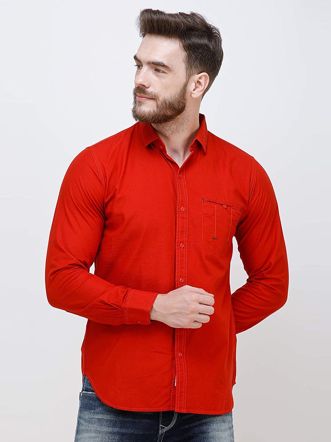 

COLVYNHARRIS JEANS Men Slim Fit Casual Shirt, Red
