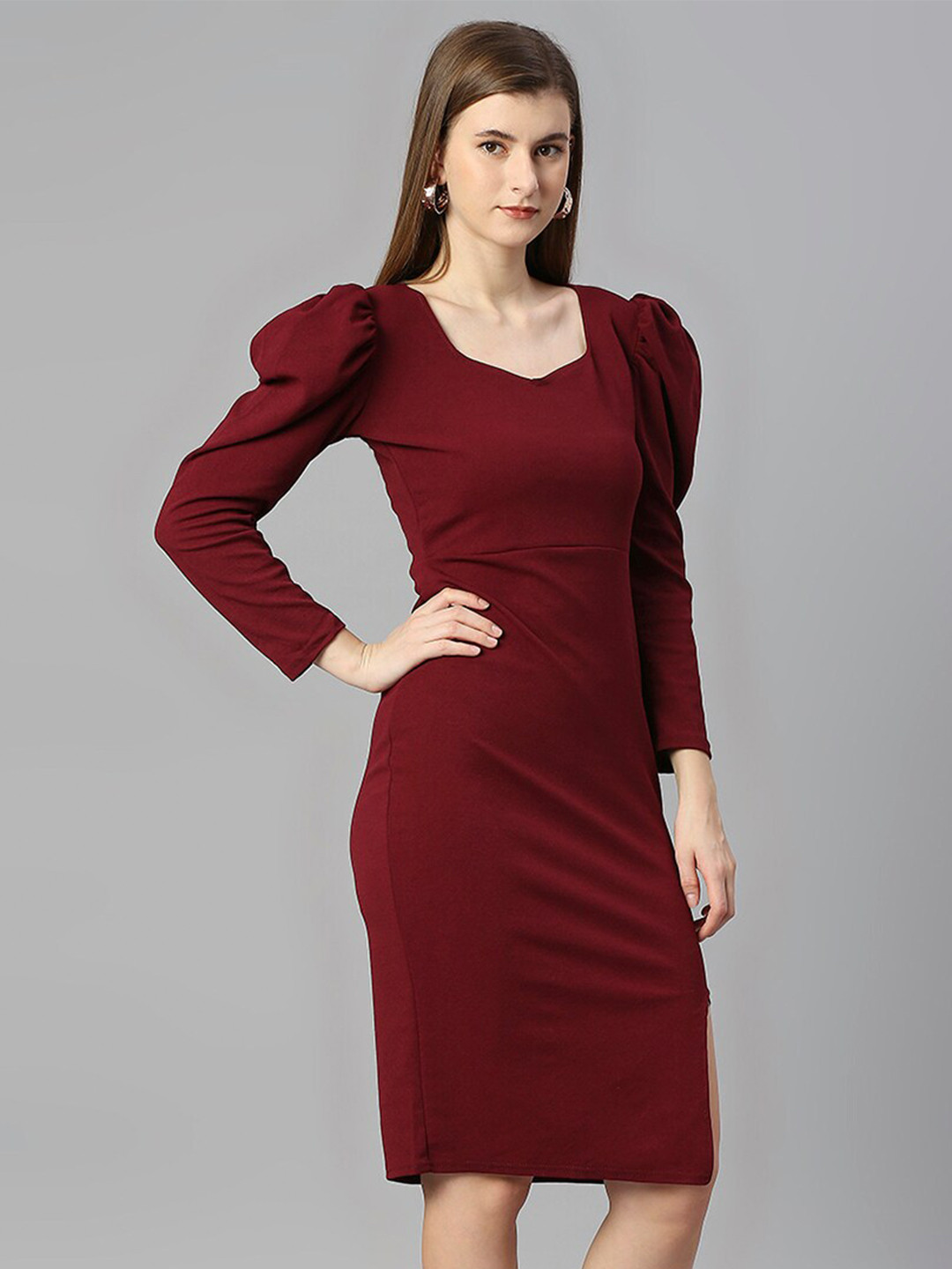 

WESTHOOD Sheath Midi Dress, Burgundy