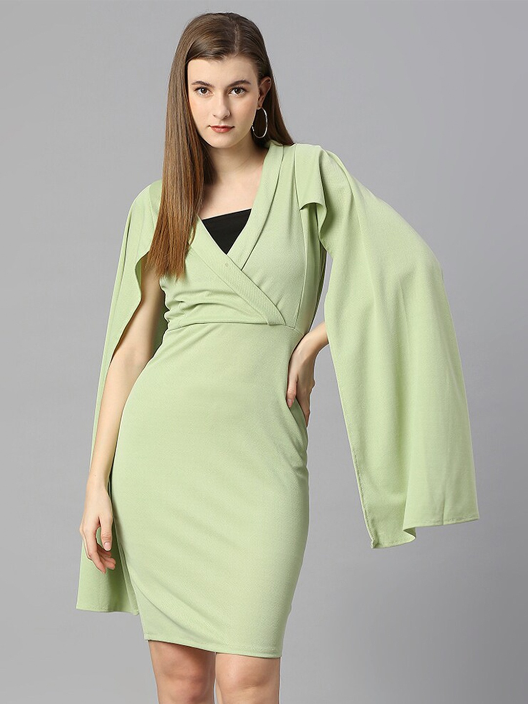 

WESTHOOD Flared Sleeves Dress, Green
