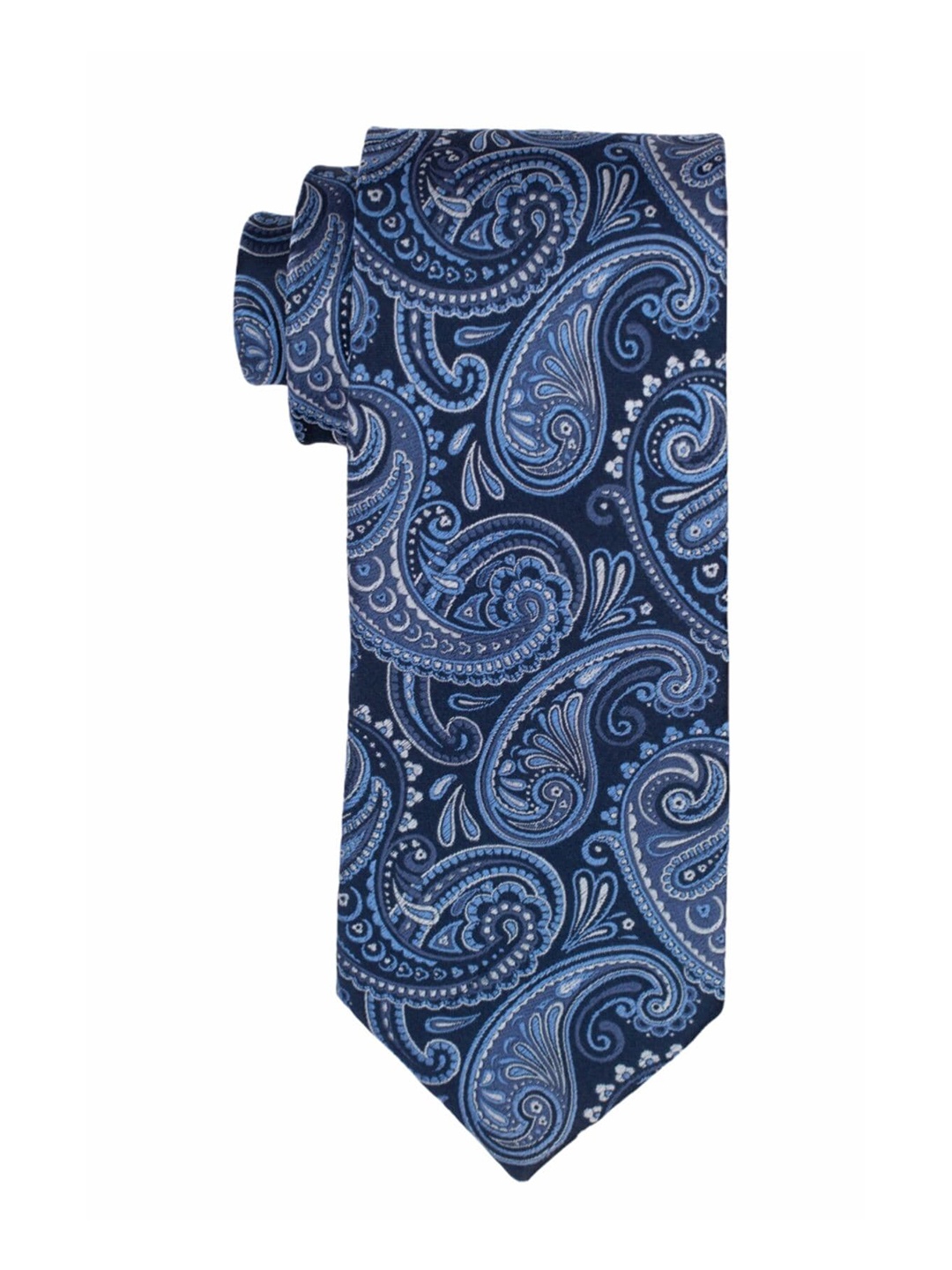 

The Tie Hub Men Printed Pure Silk Broad Tie, Blue