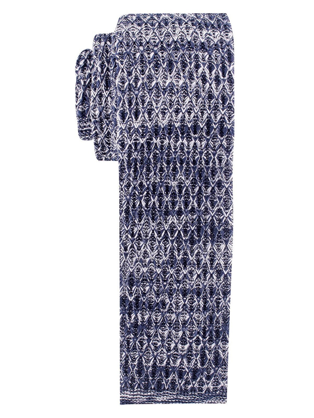 

The Tie Hub Men Woven Design Wool Broad Tie, Navy blue