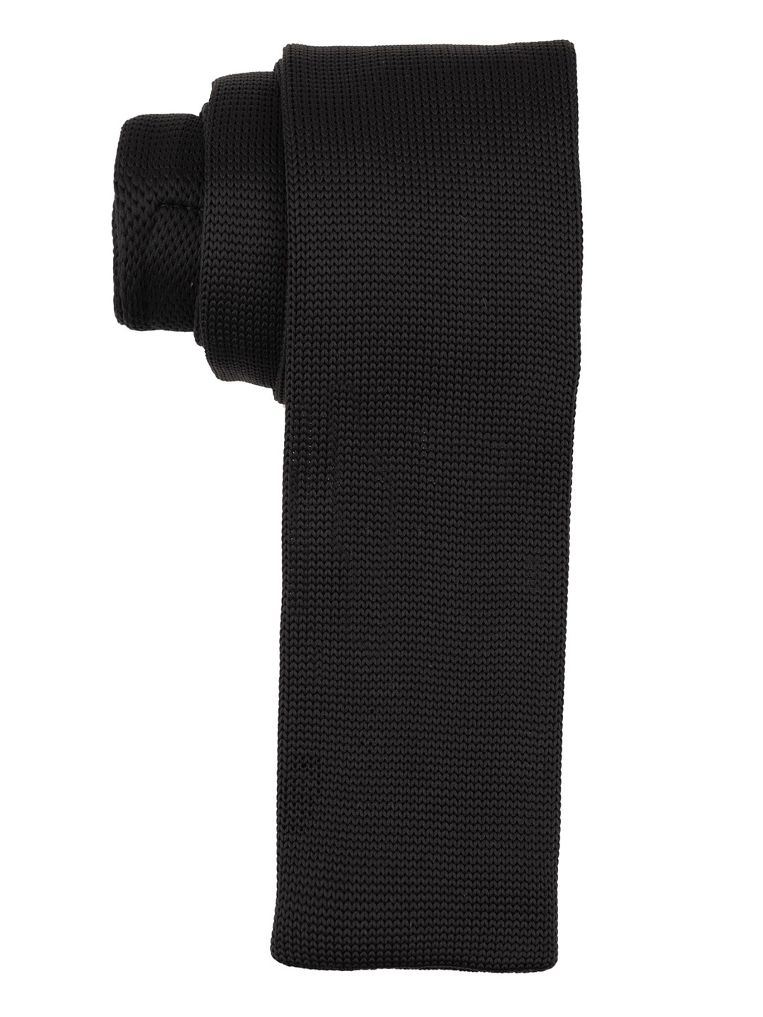 

The Tie Hub Men Woven Design Wool Broad Tie, Black