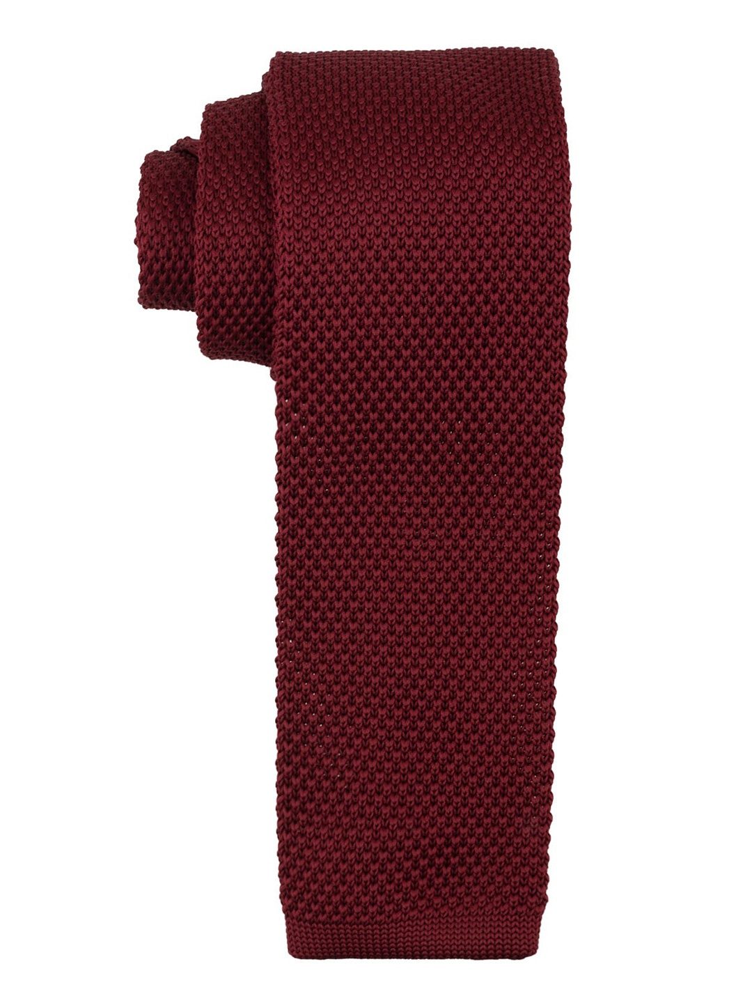 

The Tie Hub Men Woven Design Wool Broad Tie, Maroon