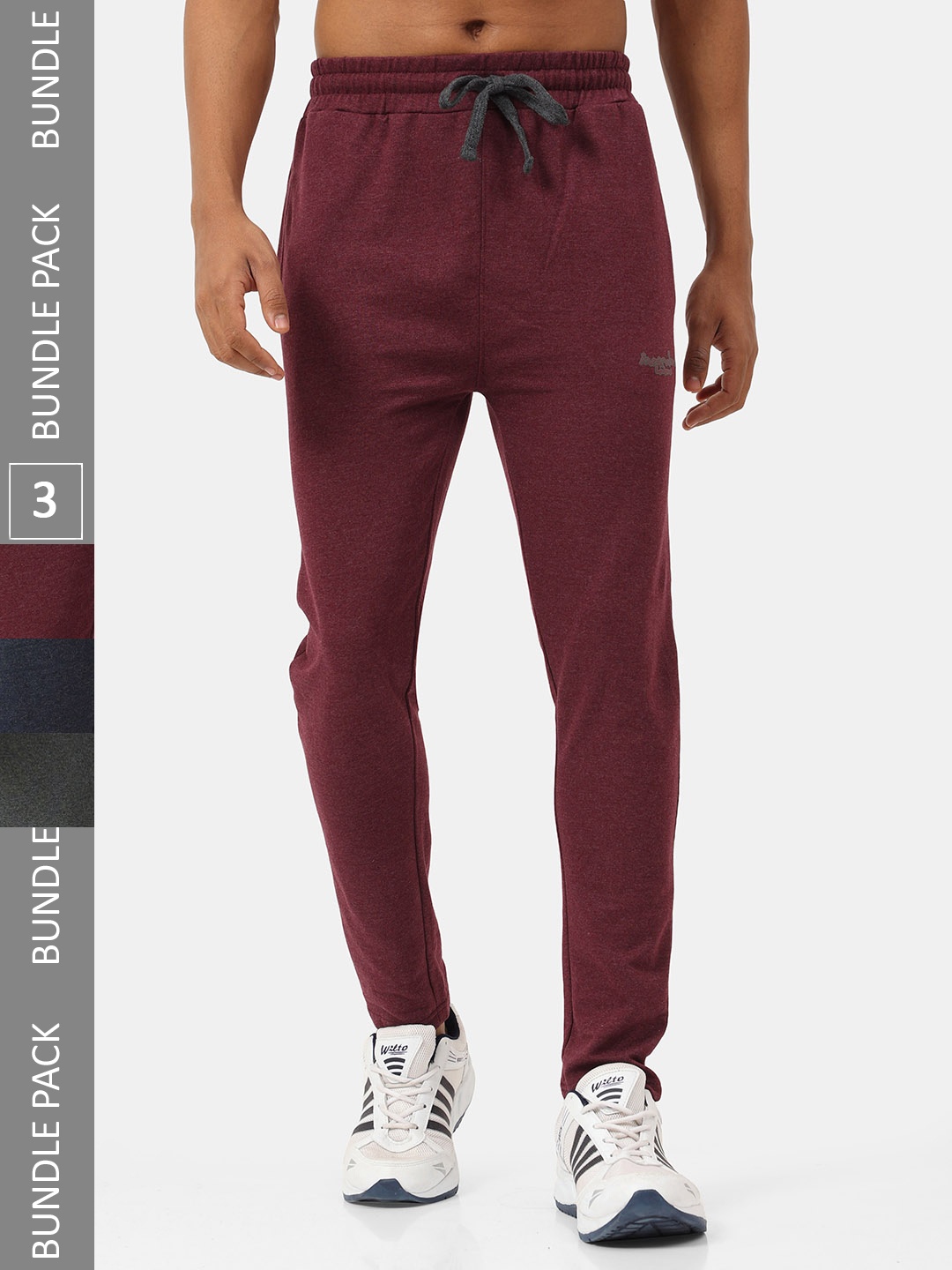 

Masculino Latino Men Pack of 3 Pure Cotton Track Pants, Maroon