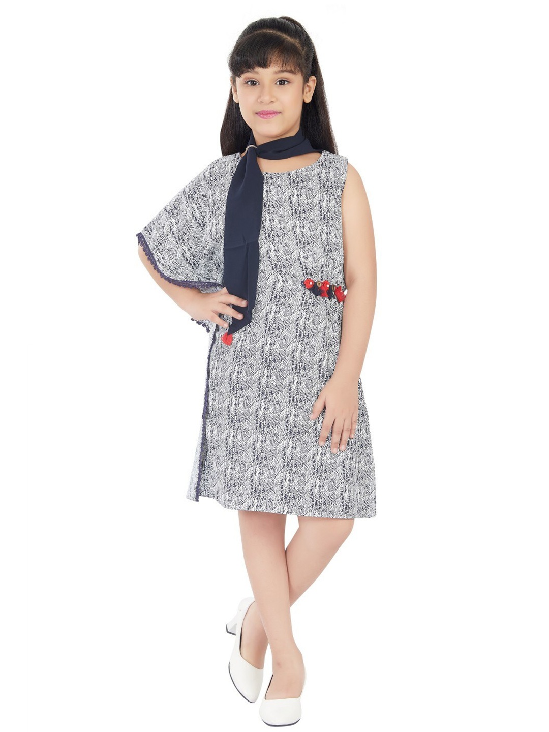 

Peppermint Girls Cotton A-Line Dress, Navy blue